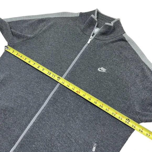 Vintage Nike Sportswear Wool Full Zip Mock Sweater Gray Mens Size XL Heavyweight